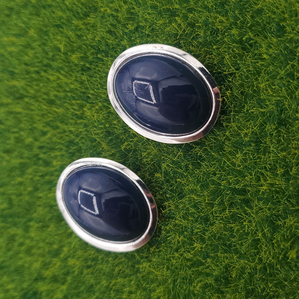 Deep Blue Oval Round Earrings E852